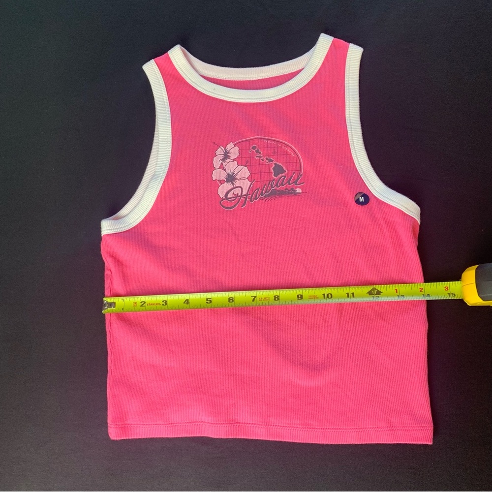 NWT Hollister Pink and White Hawaii Tank Top Sleeveless Top Size Medium - Picture 7 of 8